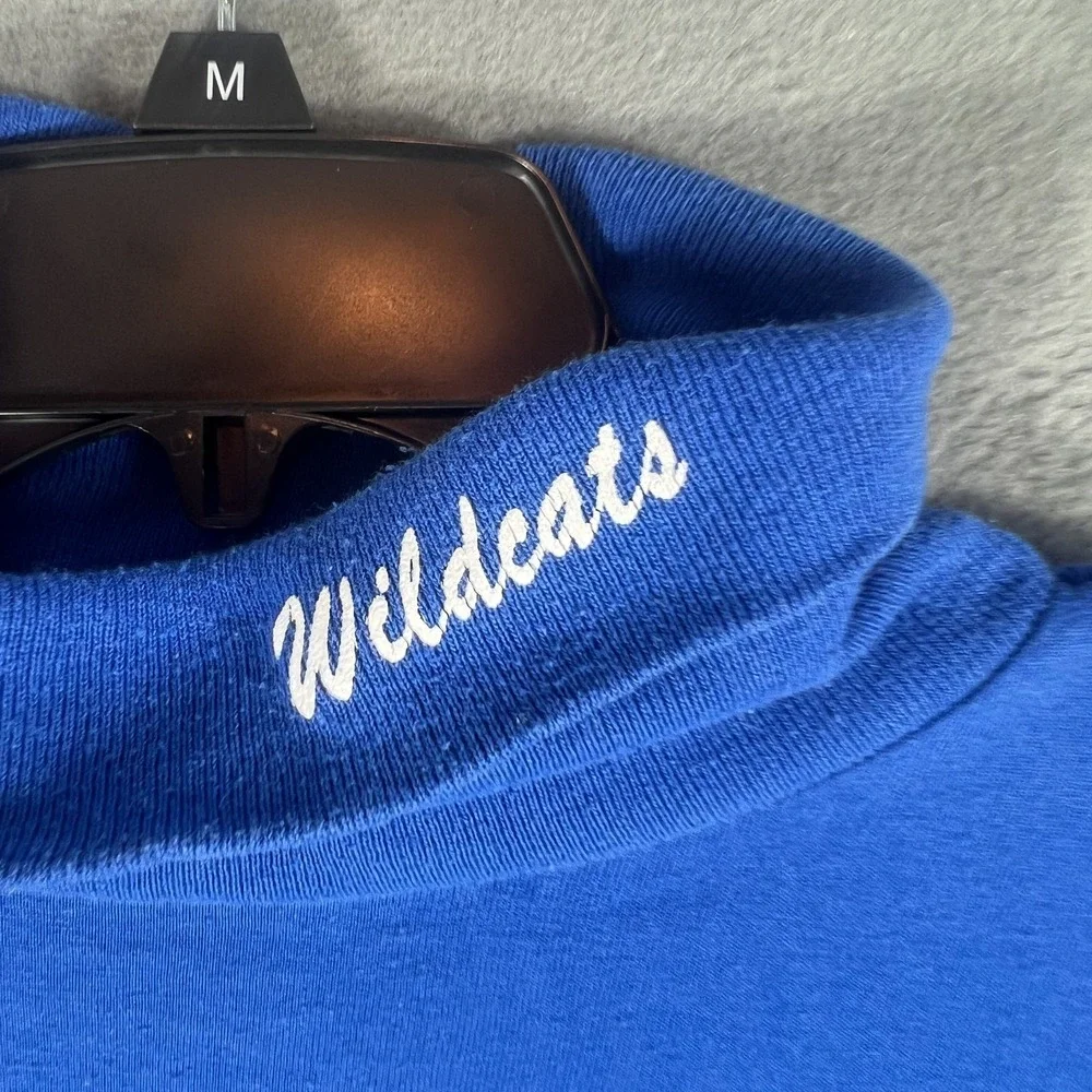 Vintage Wildcats Turtleneck Long Sleeve T-Shirt Royal Blue Cotton Blend Unisex M
